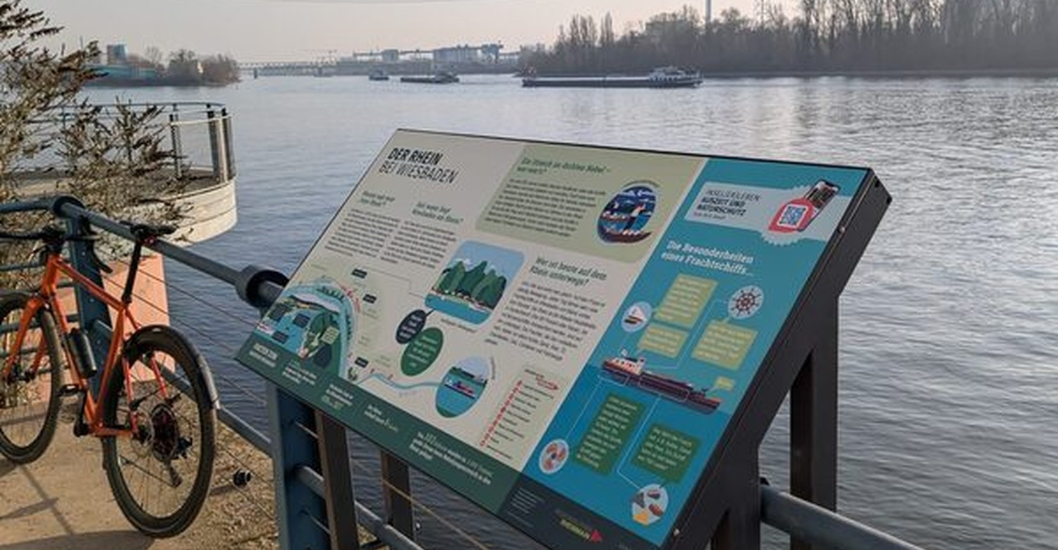 Neun Informationstafeln an Wiesbadener Uferwegen informieren über Natur, Industrie und Geschichte